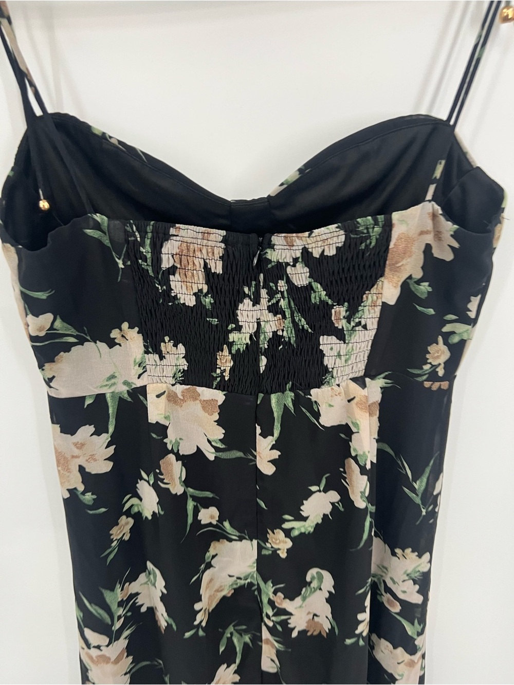 Petal & Pup Meg Bustier Black Midi Dress with Cream Floral Print - Picture 7 of 15